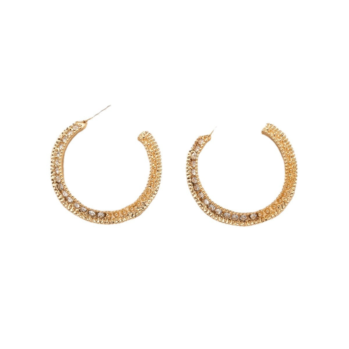 Wholesale Silver Needle Retro Simple Diamond C Shape Earrings